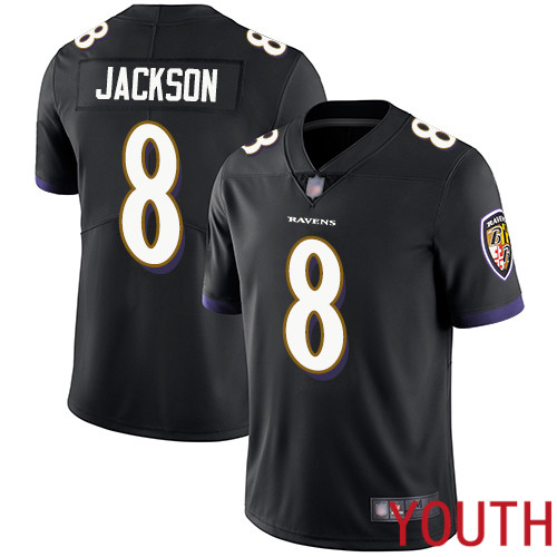 Baltimore Ravens Limited Black Youth Lamar Jackson Alternate Jersey NFL Football #8 Vapor Untouchable